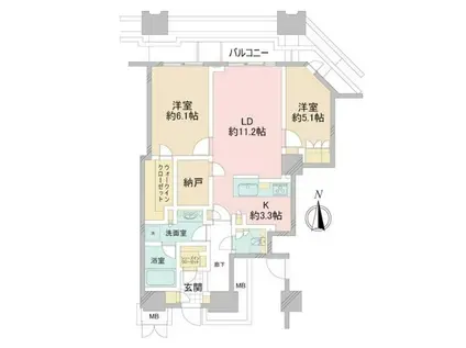 TOMIHISA CROSS コンフォートタワー(2LDK/50階)の間取り写真
