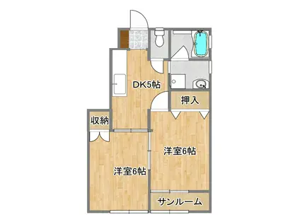 レジデンスME(2DK/1階)の間取り写真