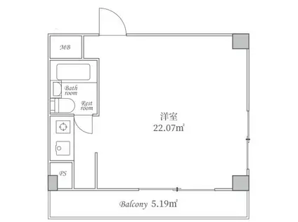 トーア岩本町マンション(1K/6階)の間取り写真