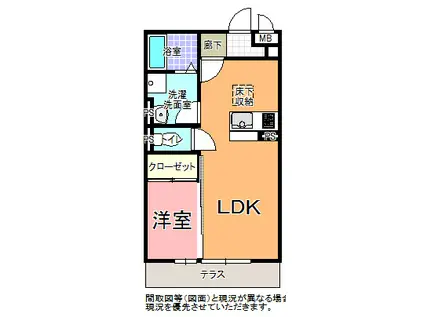 プライムコート白梅(1LDK/1階)の間取り写真