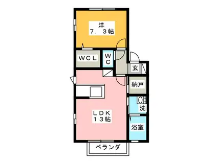 メイユール(1LDK/1階)の間取り写真