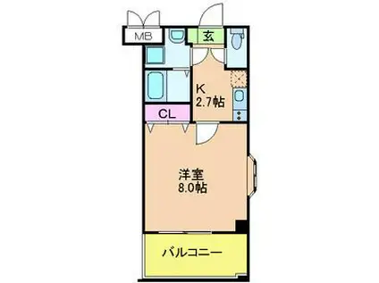 シャンパーニュK(1K/6階)の間取り写真