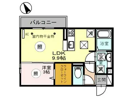 UN FLEUVE(1LDK/1階)の間取り写真