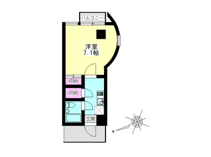 フィールド25(1K/2階)の間取り写真