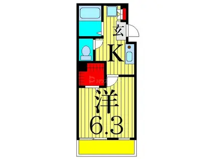 ルネコート高砂ウエスト A棟(1K/2階)の間取り写真
