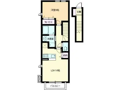 ラフレシール(1LDK/2階)の間取り写真
