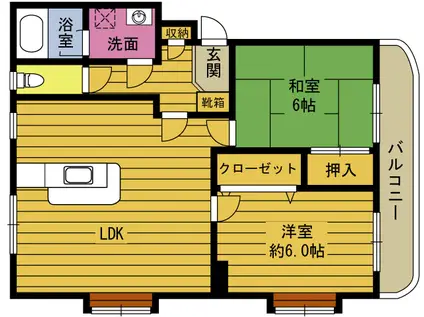 フラワーハイツ森町E(2LDK/2階)の間取り写真