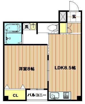 アイリス勝山(1LDK/3階)の間取り写真