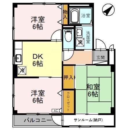 アネックス(3DK/3階)の間取り写真