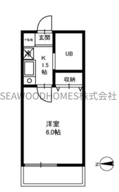 グローバルコートハウス(1K/2階)の間取り写真