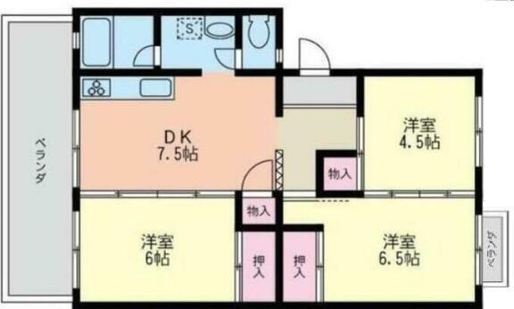 タプラ旭町(3DK/1階)の間取り写真