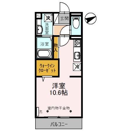 D-ROOM FLOWER(ワンルーム/2階)の間取り写真