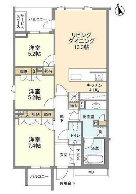ザ・パークハウス広尾羽澤(3LDK/3階)の間取り写真
