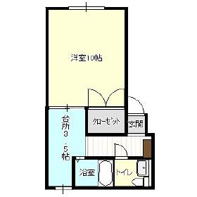 フォース正洋(1K/1階)の間取り写真