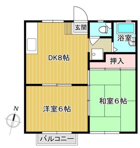 コーポベルI(2DK/2階)の間取り写真
