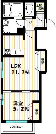 HOPE(1LDK/2階)の間取り写真