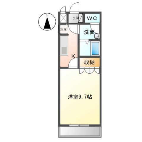 シャトー友喜II(1K/2階)の間取り写真
