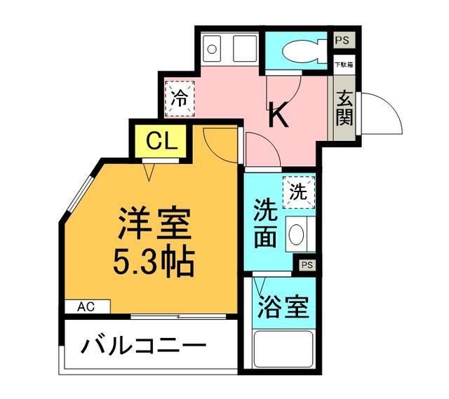メルディア淵野辺(1K/1階)の間取り写真