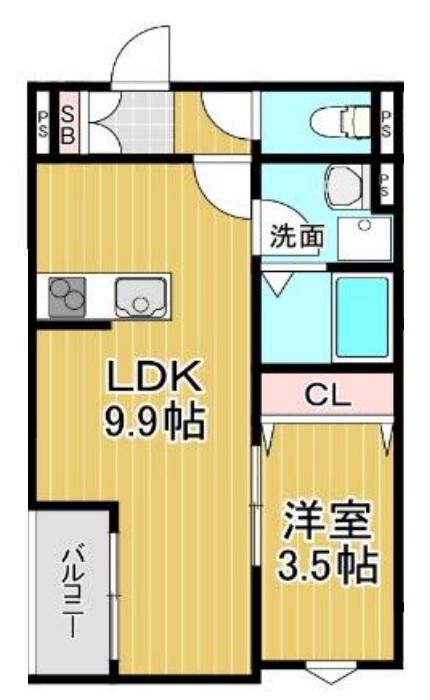 LA-CREA LKS(1LDK/1階)の間取り写真