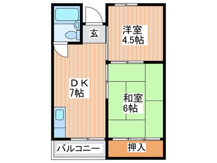 ロイヤルハイツ(2DK/1階)の間取り写真
