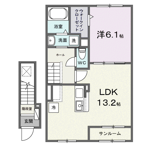エトワール ブランシュ(1LDK/2階)の間取り写真