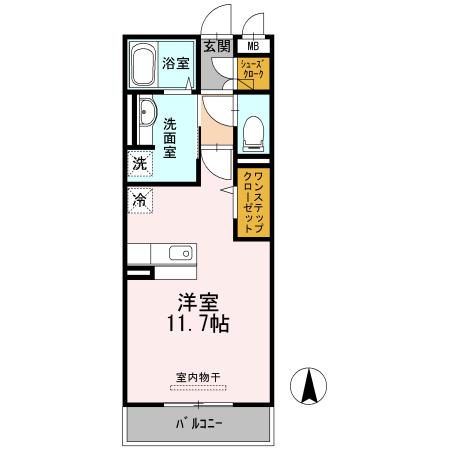 ABCDマンション南塚口(ワンルーム/3階)の間取り写真