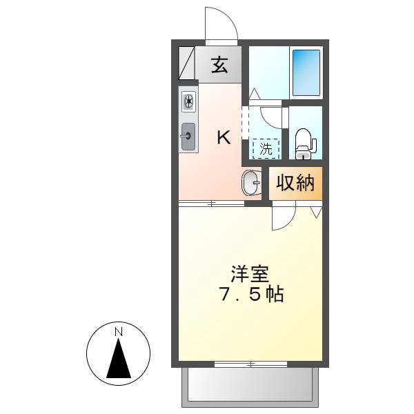 コロニーK C棟(1K/2階)の間取り写真