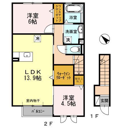 ガーデンモールA棟(2LDK/2階)の間取り写真