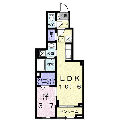 カーサルーチェ(1LDK/1階)の間取り写真