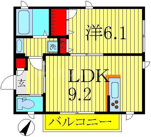 ザ・クリック(1LDK/2階)の間取り写真