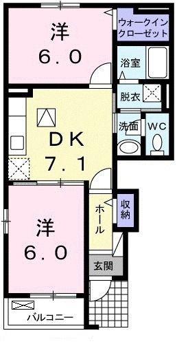 イルマ-レ D(2DK/1階)の間取り写真
