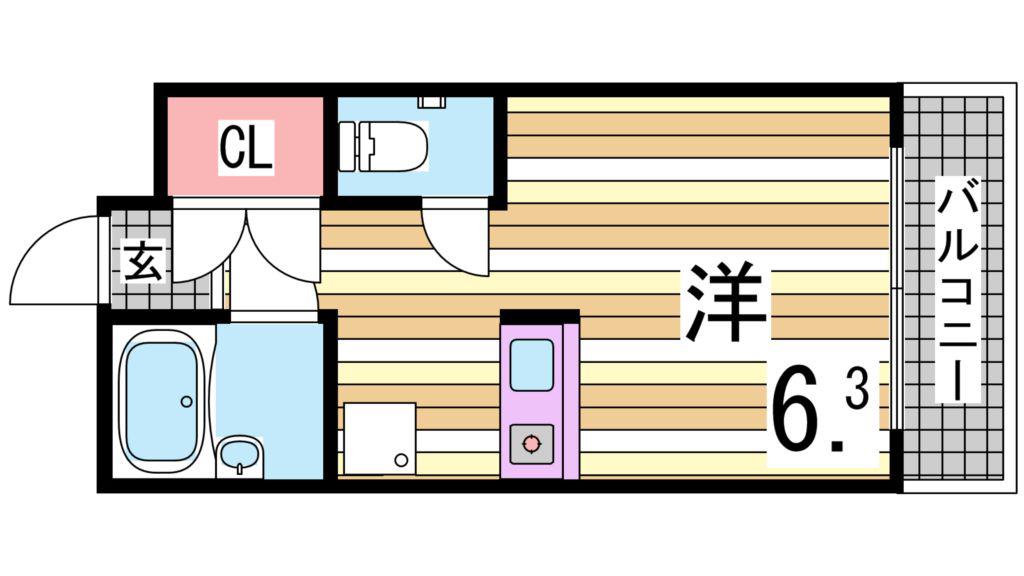 モンテメール学園前(1K/4階)の間取り写真