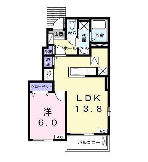 マーベラス(1LDK/1階)の間取り写真
