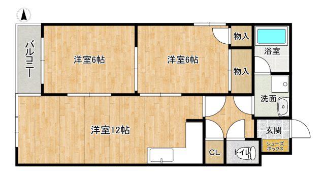高須賀ハイツ(2LDK/2階)の間取り写真