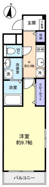 GRACE(1K/1階)の間取り写真