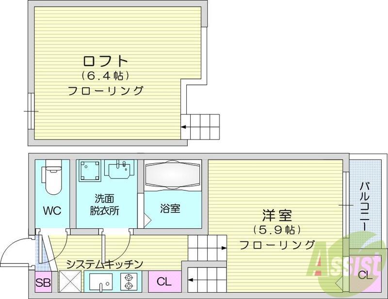 RETINA太子堂Ⅱ(1K/1階)の間取り写真