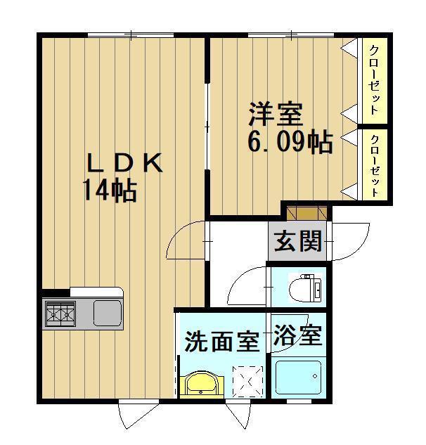 メイプル58(1LDK/1階)の間取り写真