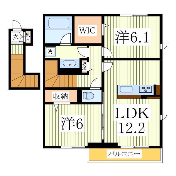 せざんぬ(2LDK/2階)の間取り写真