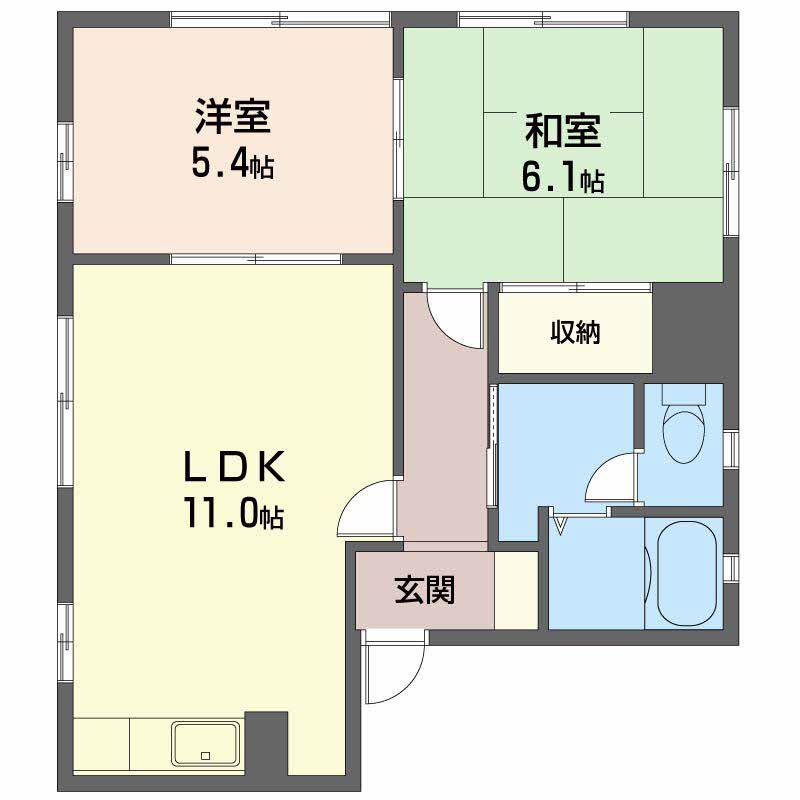 サンドーモB棟・C棟(2LDK/1階)の間取り写真
