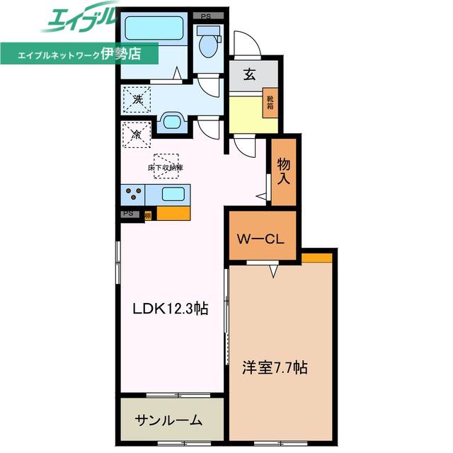 カーサ ヴィオーラ II(1LDK/1階)の間取り写真