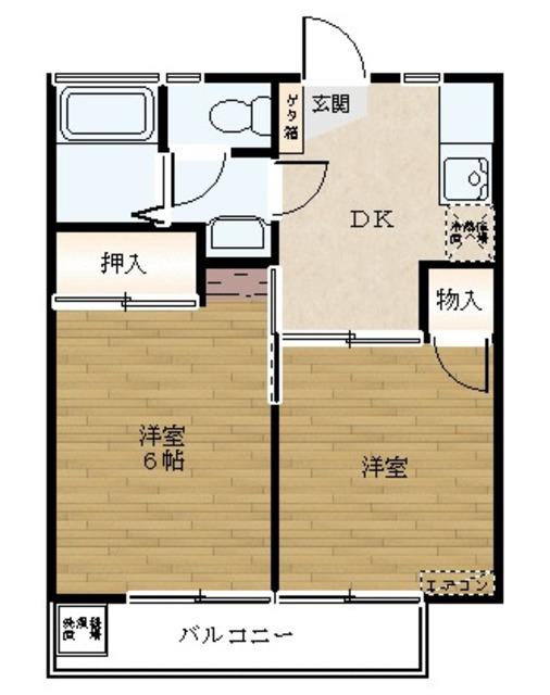 オージーハイツ(2DK/1階)の間取り写真