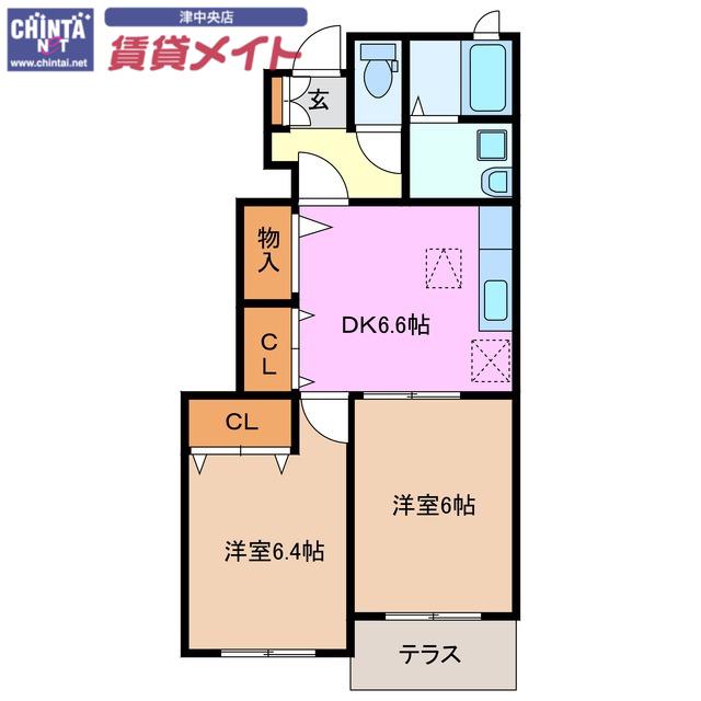 カーサ・イリーデ(2DK/1階)の間取り写真