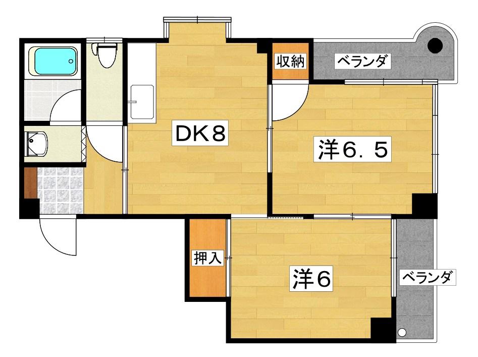 シャトラン香里園(2DK/3階)の間取り写真