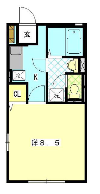 みたけハイムA棟(1K/1階)の間取り写真