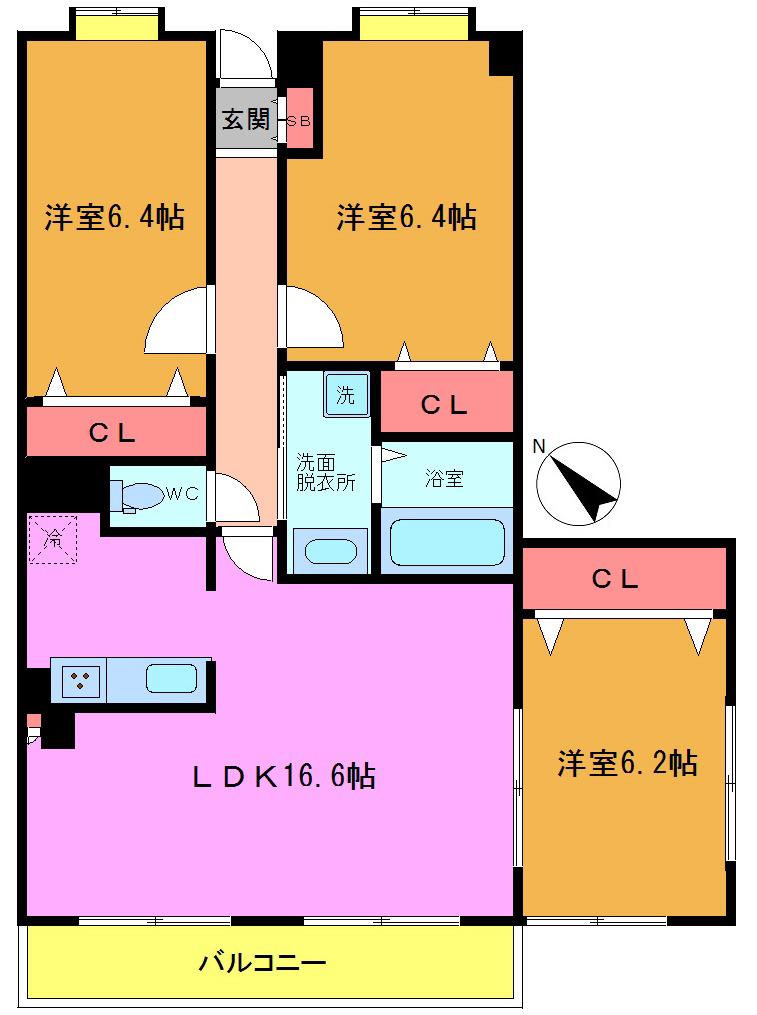 アソシエーション(3LDK/2階)の間取り写真