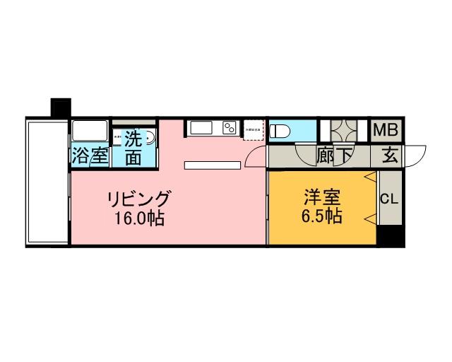 博多プレイス(1LDK/8階)の間取り写真