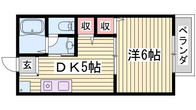 ラポール弐番館(1DK/2階)の間取り写真
