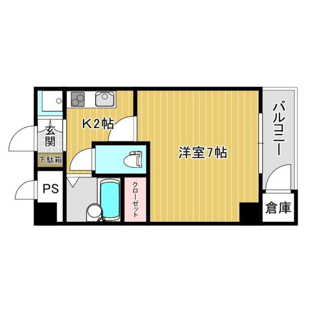 ティアラ山の田(1K/2階)の間取り写真