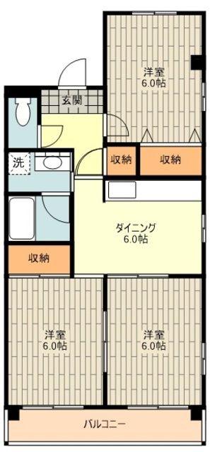 大清ビル(3DK/2階)の間取り写真