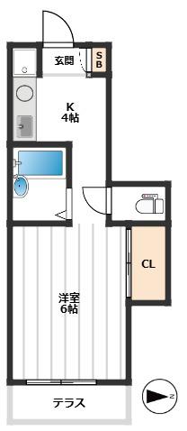 パルティーダ(1K/1階)の間取り写真